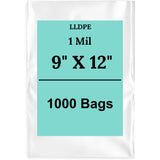 9" X 12" 1 Mil Std Linear LDPE Clear Flat Poly Bags