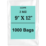 9" X 12" 2 Mil Std Linear LDPE Clear Flat Poly Bags
