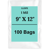 9" X 12" 1 Mil Std Linear LDPE Clear Flat Poly Bags