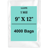 9" X 12" 1 Mil Std Linear LDPE Clear Flat Poly Bags