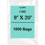 9" X 20" 1 Mil Std Linear LDPE Clear Flat Poly Bags