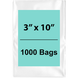 Clear Poly Bags Flat 1.5 mil 3"X10" 1000 Bags