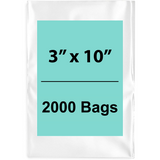 Clear Poly Bags Flat 1.5 mil 3"X10" 2000 Bags