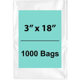 Clear Poly Bags 3"x 18" 1.5 Mil 1000 Bags 