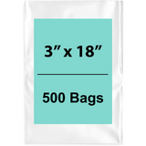 Clear Poly Bags 3"x 18" 1.5 Mil 500 Bags 