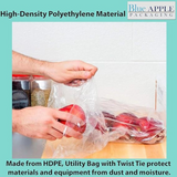18X24 inches Utility Poly Bags with Twist Ties 0.6 mil HDPE
