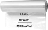 18X24 inches Utility Poly Bags with Twist Ties 0.6 mil HDPE
