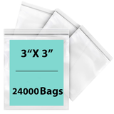 LDPE 2 mil Reclosable Zipper Poly Bags 3X3 inches 24000 Bags