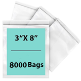 LDPE 2 mil Reclosable Zipper Poly Bags 3X8 inches 8000 Bags