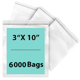 LDPE 2 mil Reclosable Zipper Poly Bags 3X10 inches 6000 Bags