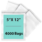 LDPE 2 mil Reclosable Zipper Poly Bags 5X12 inches 4000 Bags