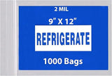9X12 inches Refrigerator Bags (Printed) 2 Mil Zipper Reclosable for Pharmacy