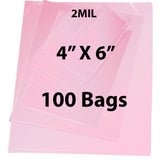 Anti Static Bags Flat 2 Mil Size 4 inch (width) X 6 inch (Height) Pack of 100 Bags