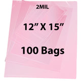 Pink Anti Static Bags 2 Mil 12" X 15" 100 Bags