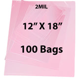 Pink Anti Static Bags 2 Mil 12" X 18" 100 Bags