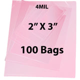 Pink Anti Static Bags 4 Mil 2" X 3" 100 Bags