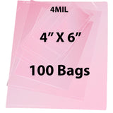 Anti Static Bags Flat 4 Mil 4 inch (width) X 6 inch (Height) Pack of 100 Bags