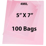 Anti Static Bags Flat 4 Mil 5 inch (width) X 7 inch (Height) Pack of 100 Bags