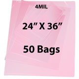 Anti Static Bags Flat 4 Mil 24 inch (width) X 36 inch (Height) Pack of 50 Bags