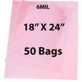 Anti Static Bags Flat 6 Mil Size 18 inch (width) X 24 inch (Height) Pack of 50 Bags