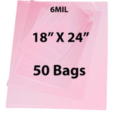 Pink Anti Static Bags 6 Mil 18" X 24" 50 Bags