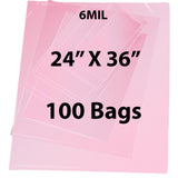 Pink Anti Static Bags 6 Mil 24" X 36" 100 Bags