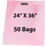 Pink Anti Static Bags 6 Mil 24" X 36" 50 Bags