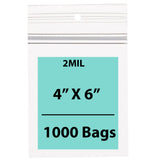 Polypropylene ZipLock Bags 2 Mil 4"X6" Hang Hole Clear