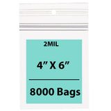 Polypropylene Ziplock Bags with hang hole 2 Mil 4X6 inches 8000 Bags