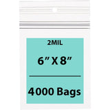 Clear Polypropylene Ziplock Bags 2 Mil 6X9 inches 2000 Bags