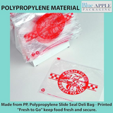 10X8 inches Deli Bags Slide Seal Printed Fresh To Go Red 0.80 Mil PP