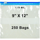 9X12 inches Slide Seal Bags No Leak w/ White Block 1.75 Mil LDPE