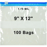 9X12 inches Slide Seal Bags No Leak w/ White Block 1.75 Mil LDPE