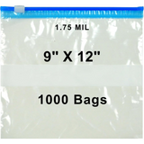 9X12 inches Slide Seal Bags No Leak w/ White Block 1.75 Mil LDPE