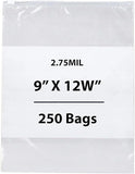 9X12 inches Resealable Poly Bags Slide Seal With write on Block 2.75 Mil (LDPE)