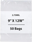9X12 inches Resealable Poly Bags Slide Seal With write on Block 2.75 Mil (LDPE)