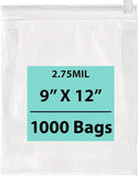 9X12 inches Resealable Poly Bags With Slide Seal 2.75 Mil (LDPE)