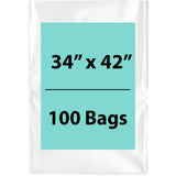 Clear Poly Bags 4Mil 34X42 Flat Open Top (LDPE) Pack of 100 Bags