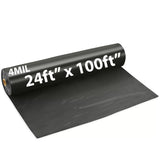 Black Poly Sheeting Tarp 4 Mil 24ftx100ft Thick Frosted Plastic Tarp