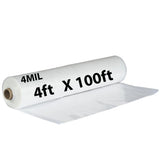 4ftX100ft Clear Poly Tarp 4 Mil Low Density LDPE 1 Roll