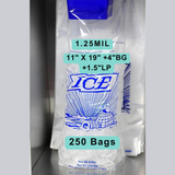 11X19+4 BG+1.5 LP inches Ice Bags on Header Printed 8 lb 1.25 Mil