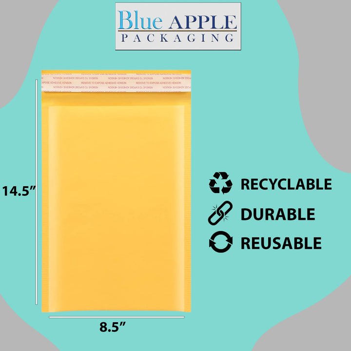 100 White Kraft Bubble Mailers #3 Size 8.5x14.5 Inches - Padded Shipping Envelopes For Small Fragile Items