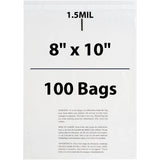Poly Bags with suffocation warning 1.25 Mil 8 inch X 10 inch Pack of 100 Bags