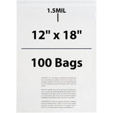 Poly Bags with suffocation warning 1.25 Mil 12 inch X 18 inch Pack of 100 Bags