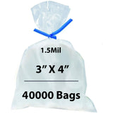 Flat Polypropylene Bags 1.5 Mil 3X4 inches 40000 Bags