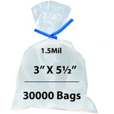 Flat clear Polypropylene Bags 1.5 Mil 3X5.5 inches 30000 Bags