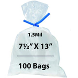 Clear Polypropylene bags Flat 1.5 Mil, 7.5 inch (width) X 13 inch (height) Pack of 100 Bags