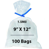 Clear Polypropylene bags Flat 1.5 Mil, 9 inch (width) X 12 inch (height) Pack of 100 Bags