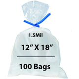 Flat Polypropylene Bags 1.5 Mil 12X18 inches 100 Bags