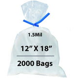 Flat Polypropylene Bags 1.5 Mil 12X18 inches 2000 Bags